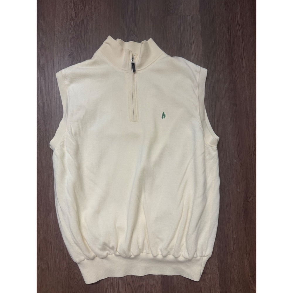 Fairway & Greene Mens XL Cream Italian Merino Wool Quarter Zip Golf Sweater Vest